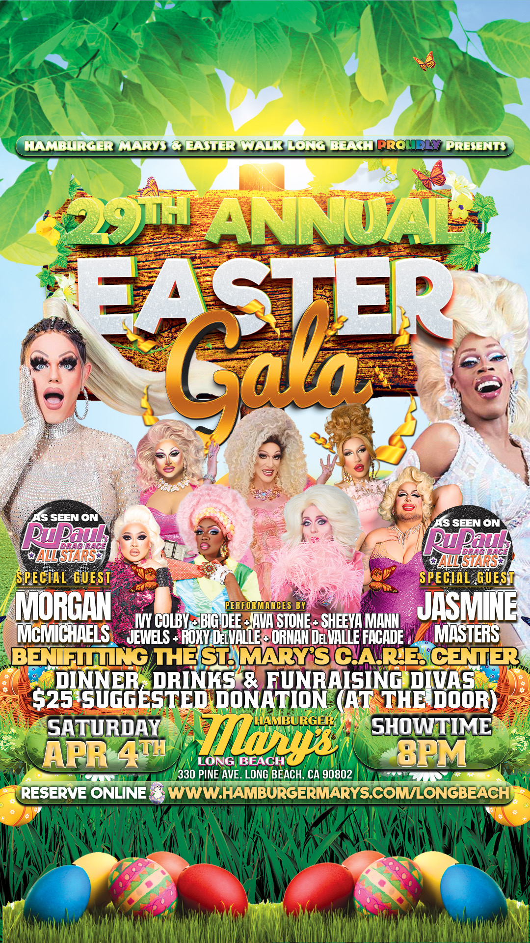 Easter GALA — Morgan McMichaels & Jasmine Masters, Ivy Colby, Big Dee, Ava Stone, Sheeya Mann, Jewels, Roxy Del Valle — Saturday April 4th at Hamburger Mary's